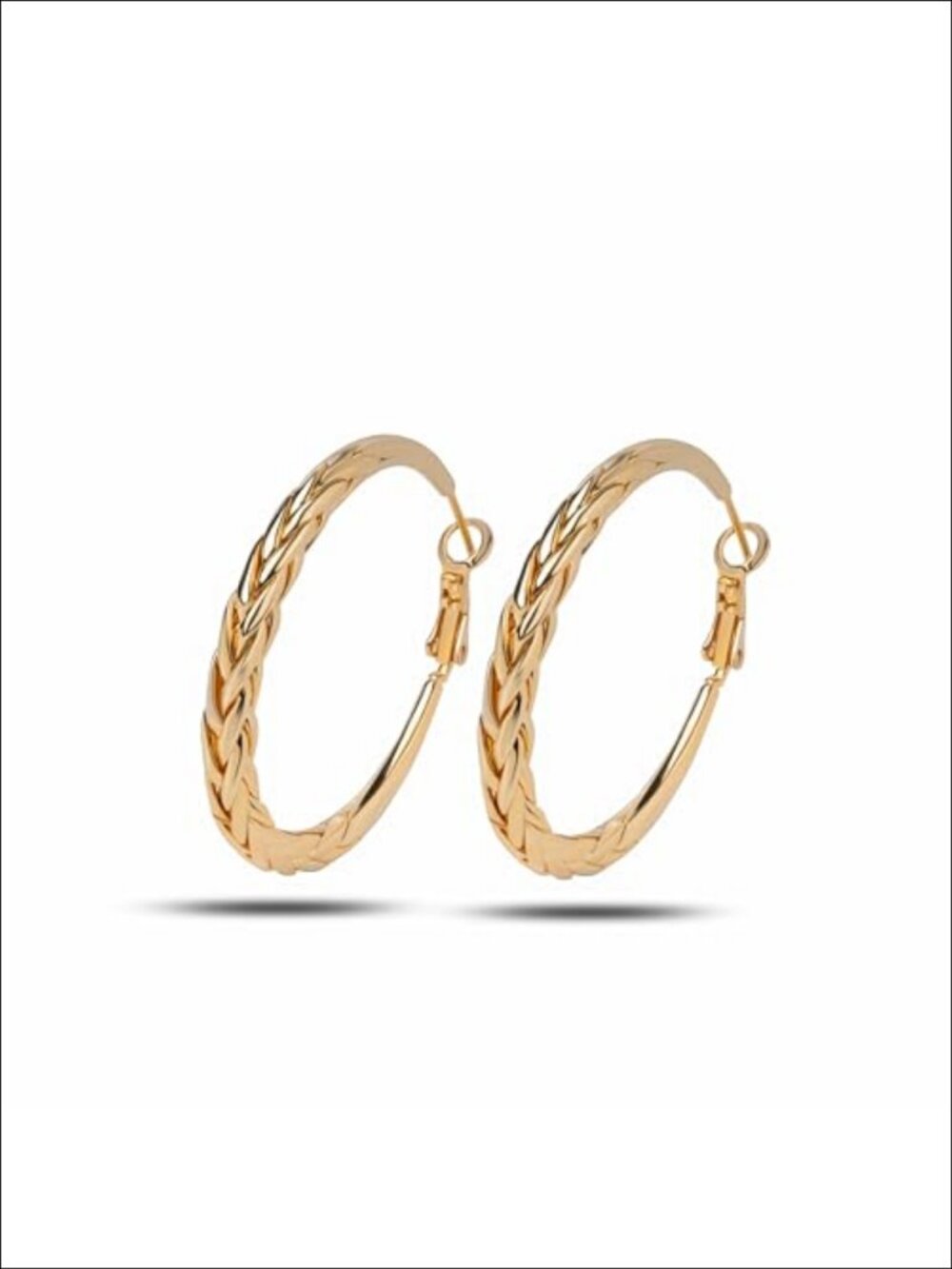 18K Gold Plated Braided Hoop Earrings Stainless Steel Wheat Braid